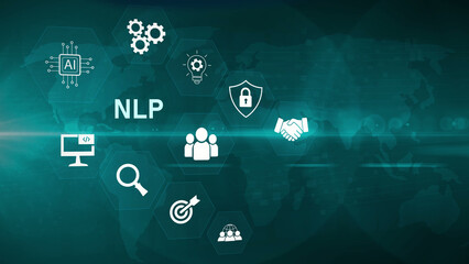 NLP Natural language processing AI Artificial intelligence. optical lager light background © Masha Stock