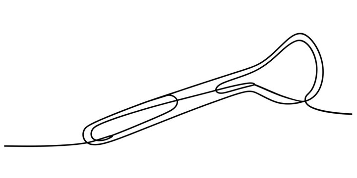 Continuous single line drawing of a kitchen soup ladle