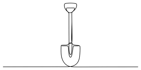 Continuous line drawing of a garden shovel © BipulChandra