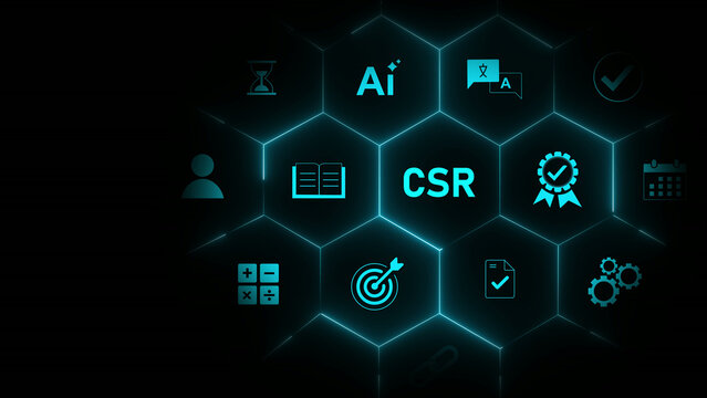 CSR &ndash; Corporate Social Responsibility concept and optical lager light background