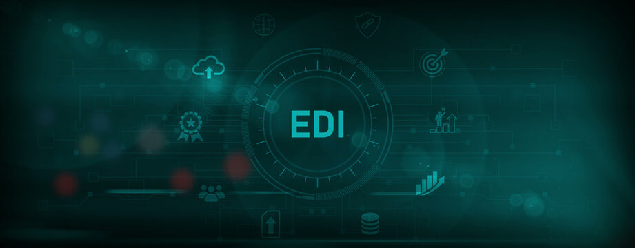 EDI - Electronic Data Interchange concept. optical lager light background