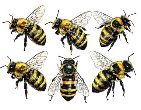Bee collection isolated.