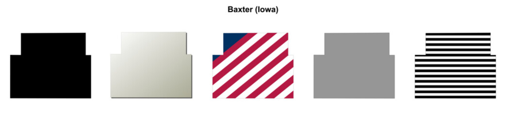 Obraz premium Baxter (Iowa) blank outline map set