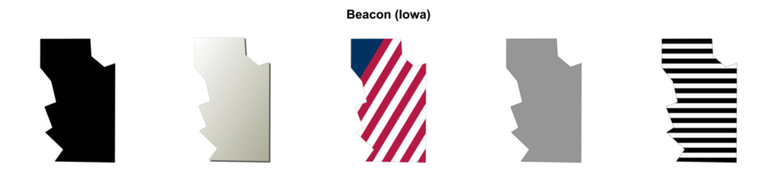 Beacon (Iowa) blank outline map set