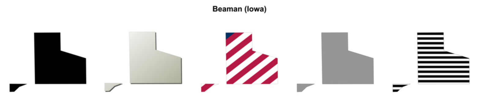 Beaman (Iowa) blank outline map set