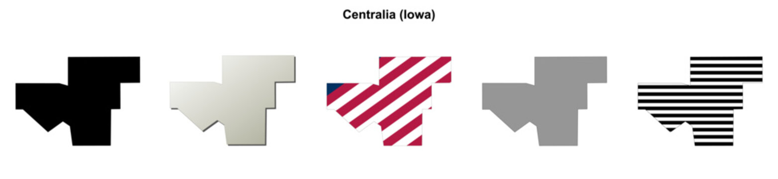 Centralia (Iowa) blank outline map set