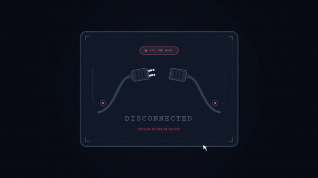 Digital user interface showing power cable disconnecting status