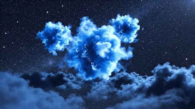 Cosmic blue clouds and starfield