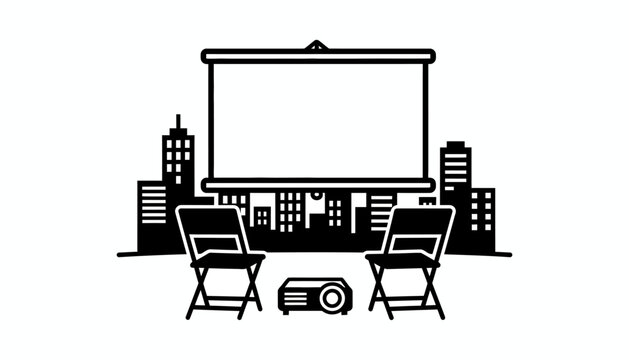 Business presentation setup in city, conference room background, meeting concept