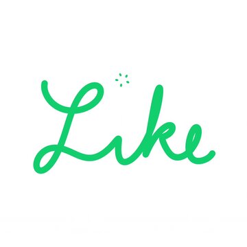 Animated green Like text with heart icon in handwritten style, representing social media engagement, appreciation, interaction, and positive online communication.