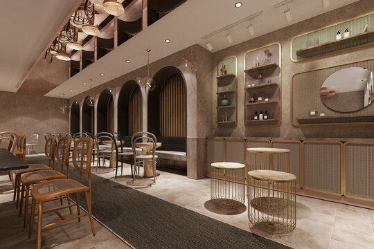 interior of a luxury restaurant, 3d render