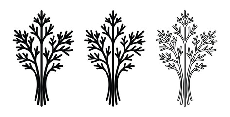 Obraz premium Tree silhouettes set with black and outlined styles Vector