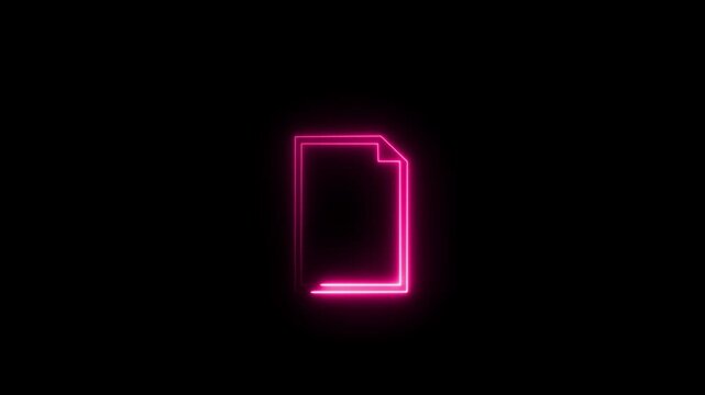 Neon vertical book icon animation. 4k video