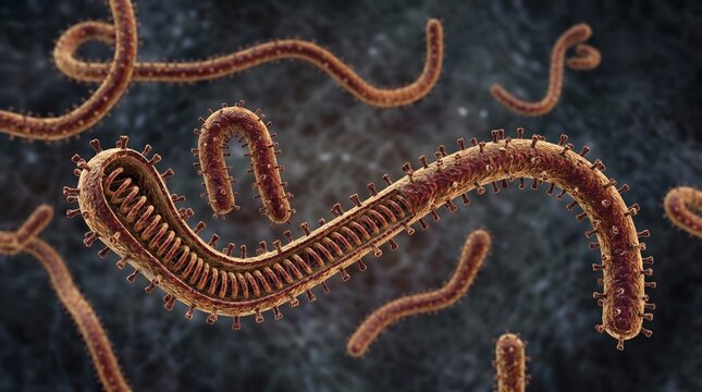 3d illustration of ebola virus particles
