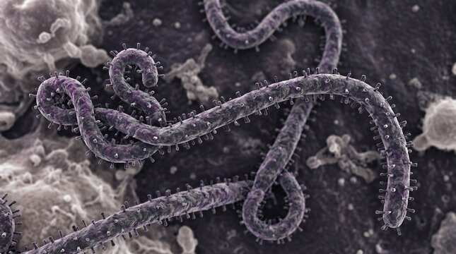Scanning electron micrograph of ebola virus particles