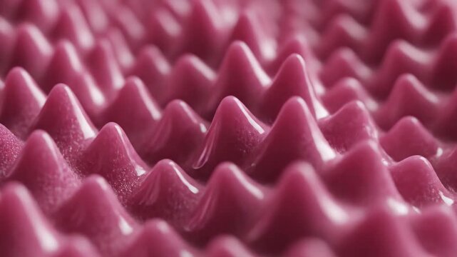 Close-up of a textured pink surface with many small, pointed peaks creating an abstract pattern.