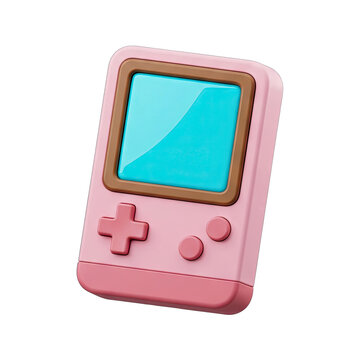Pink 3D Render of a Retro Handheld Game Console