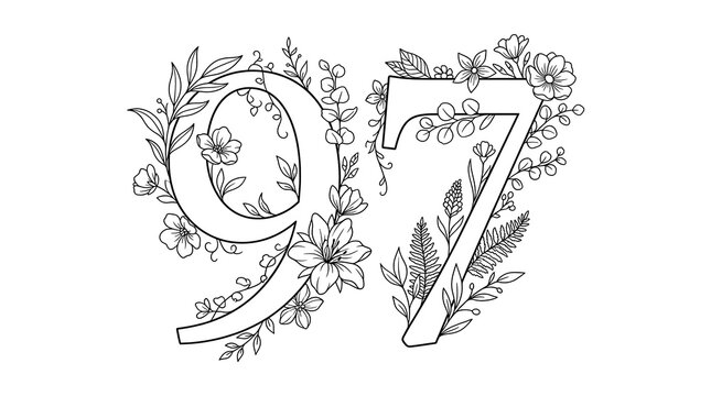 Elegant botanical line art illustration of the letter Z with floral accents on white background