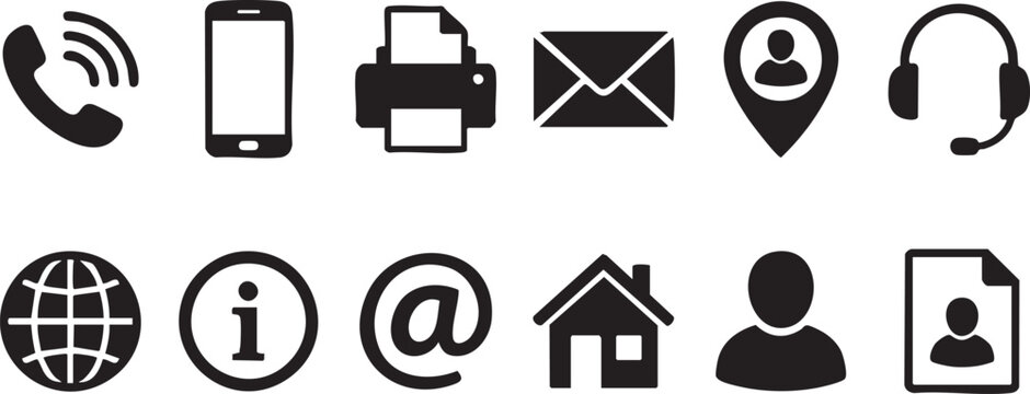 Set of communication and contact icons for business and web design
