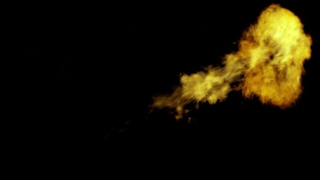 Explosive Fireball Blast Isolated on Black Background.