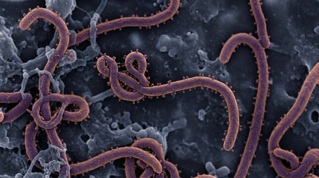 Scanning electron micrograph of ebola virus particles