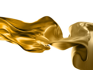 Golden Liquid Flow: A mesmerizing swirl of liquid gold fluidly cascades and twists, creating an elegant, abstract form. This dynamic visual captures the essence of luxury, wealth. © Selim