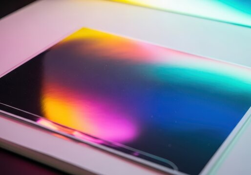 Close up of a document covered with a protective plastic film, emphasizing the shiny, glossy, and durable finish achieved through the process, shiny, technology, lamination