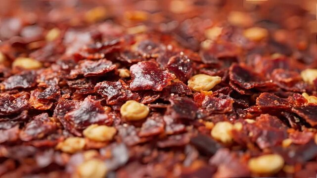 Closeup Macro Shot of Dried Red Chili Flakes Texture 1.