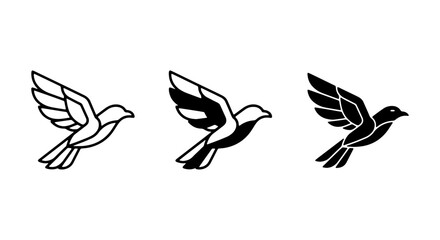Fototapeta premium Vector Bird Icons Set, Minimalist Flying Dove Graphics, Freedom Symbol Silhouettes, Simple Animal Art