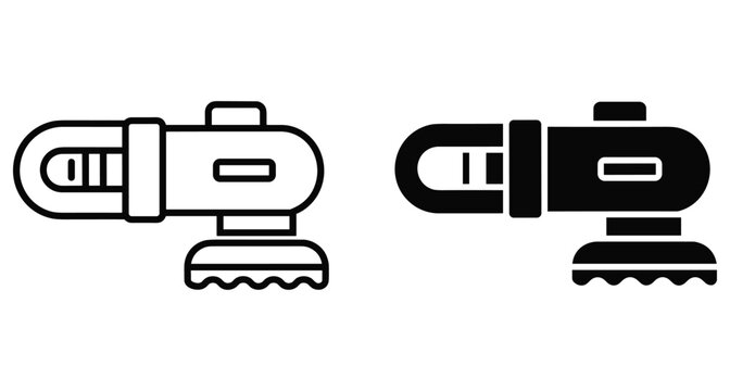Car polisher icon set showing orbital sander and buffer machine for automotive detailing professional power tool equipment for surface polishing