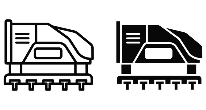 Lawn aerator machine icon set for garden maintenance soil aeration grass care landscaping equipment professional gardening tools mechanical scarifier device