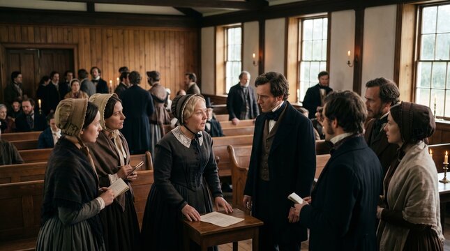 Seneca Falls Convention Historical Women Rights Gathering Ultra Realistic 19th Century Scene