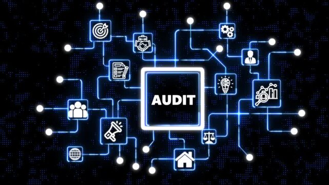 Virtual Private Server (AUDIT) Hosting Technology on Digital World Map Background Virtual Private Server Infrastructure Server Hosting Technology Illustration on Digital Map Background...
