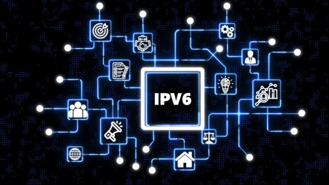 Virtual Private Server (IPV6) Hosting Technology on Digital World Map Background Virtual Private Server Infrastructure Server Hosting Technology Illustration on Digital Map Background...