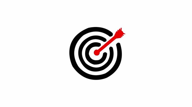 Concept of business strategy and future sustainable business finance action plan. Hand holding target board for creative and set up business objective target.4k video animation . on white backgraund.