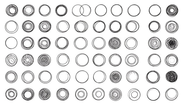 collection of circular abstract geometric patterns, unique stamp designs, decorative borders, vector elements