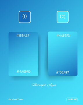Gradient color palette, blue ombre, hex code colors, vector design elements