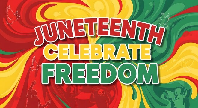Juneteenth Celebration Background with Colorful Swirls