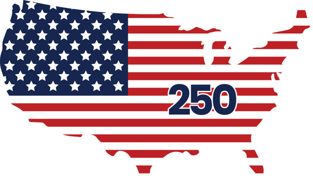 USA 250th Anniversary Semiquincentennial American Flag Map