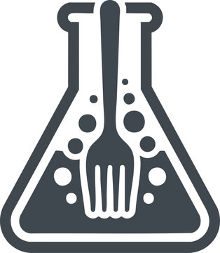 Laboratory Flask and Fork Concept Icon for Food Science