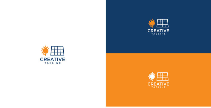 Innovative solar panel and sun logo design, representing renewable energy and sustainable power solutions for a brighter future