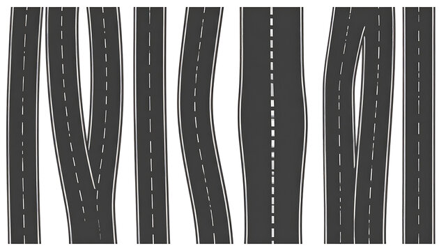 Collection of road segments with different curves and intersections, overhead view