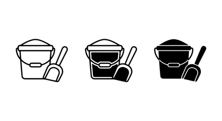 Sand bucket and shovel icon set, beach toy vector graphic, summer play illustration © black man