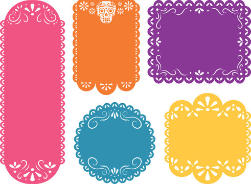 marco de papel picado colorido de d&iacute;a de muertos M&eacute;xico