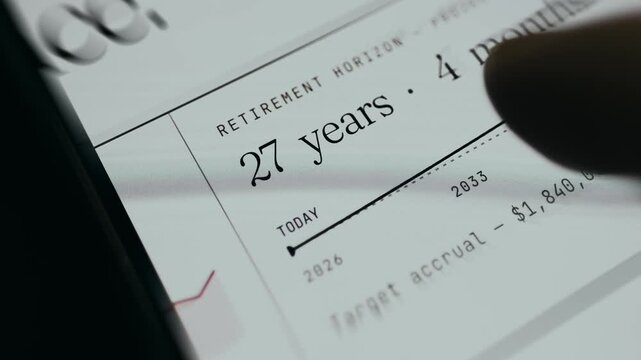 Financial planning tool showing a retirement horizon of 27 years