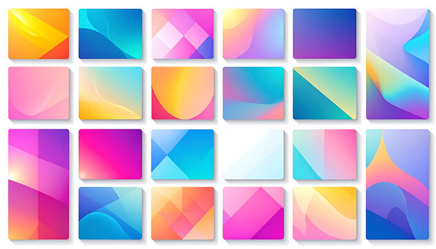 Colorful abstract gradients, modern background designs with smooth color transitions and pixelated edges