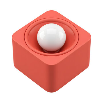 Abstract Red Cube with White Sphere