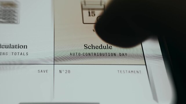 Minimalist calendar icon labeled Schedule, Auto-Contribution Day