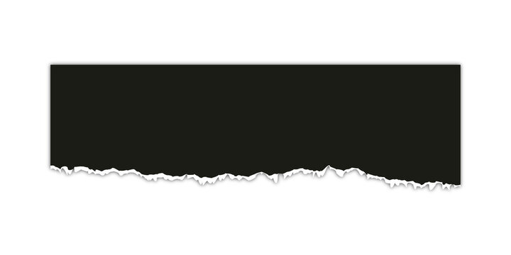 Long horizontal black torn paper strips PNG isolated on transparent background with rough ripped borders and realistic paper texture effect