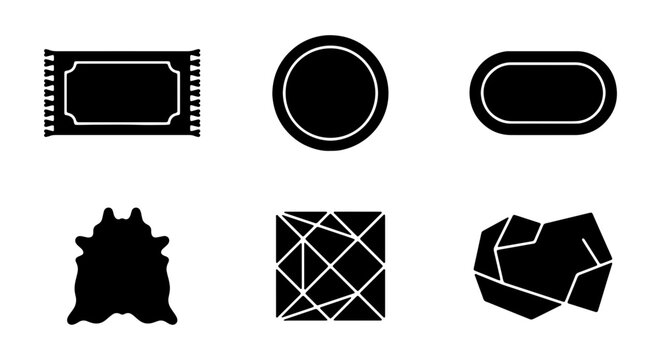 Floor Covering Icons: Rugs, Mats, and Animal Hides, Vector Set
